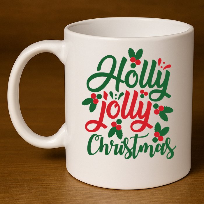 Holly Jolly Babe Festive Christmas Cheer 11oz C Handle Ceramic Mug