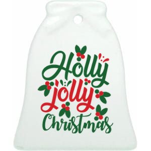 Holly Jolly Babe Festive Christmas Cheer Ceramic Bell Ornament