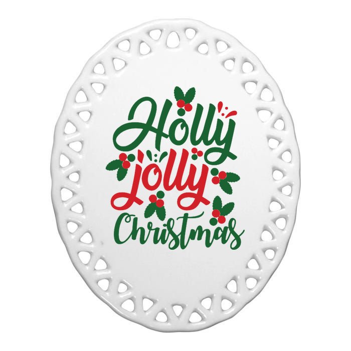 Holly Jolly Babe Festive Christmas Cheer Ceramic Oval Ornament