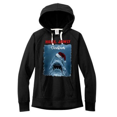 Holly Jawly Christmas Shark Horror Holiday Season Women's Fleece Hoodie