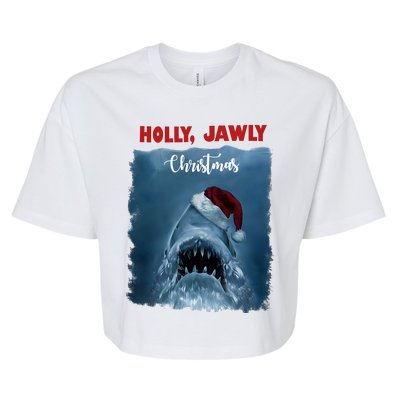 Holly Jawly Christmas Shark Horror Holiday Season Bella+Canvas Jersey Crop Tee