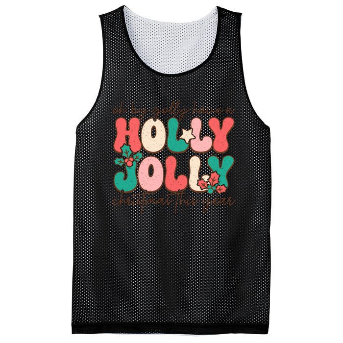 Holly Jolly Christmas Celebration Mesh Reversible Basketball Jersey Tank