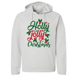 Holly Jolly Christmas Festive Gift Performance Fleece Hoodie