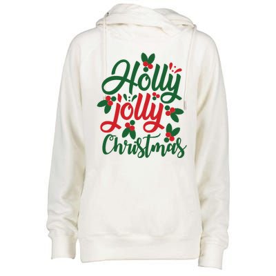 Holly Jolly Christmas Festive Gift Womens Funnel Neck Pullover Hood