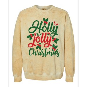 Holly Jolly Christmas Festive Gift Colorblast Crewneck Sweatshirt