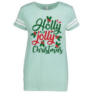 Holly Jolly Christmas Festive Gift Enza Ladies Jersey Football T-Shirt