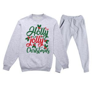 Holly Jolly Christmas Festive Gift Premium Crewneck Sweatsuit Set