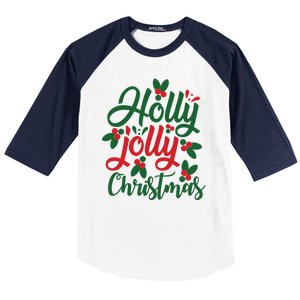 Holly Jolly Christmas Festive Gift Baseball Sleeve Shirt