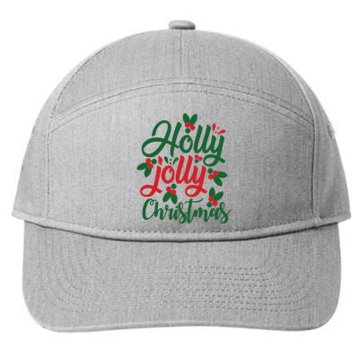 Holly Jolly Christmas Festive Gift 7-Panel Snapback Hat