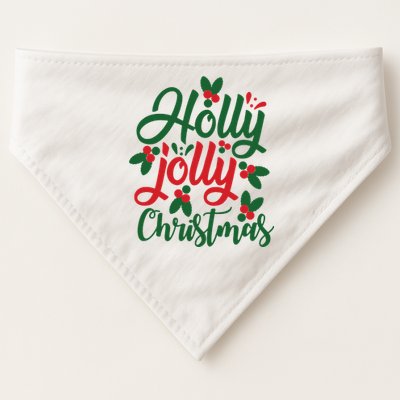 Holly Jolly Christmas Festive Gift USA-Made Doggie Bandana