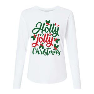 Holly Jolly Christmas Festive Gift Womens Cotton Relaxed Long Sleeve T-Shirt