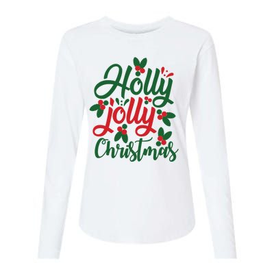 Holly Jolly Christmas Festive Gift Womens Cotton Relaxed Long Sleeve T-Shirt