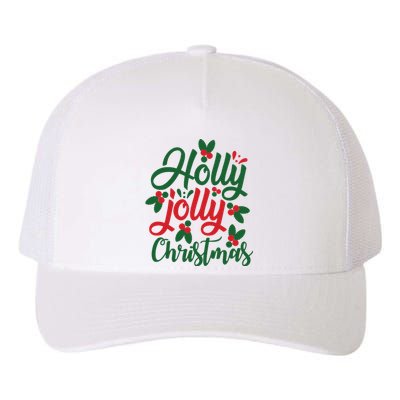 Holly Jolly Christmas Festive Gift Yupoong Adult 5-Panel Trucker Hat