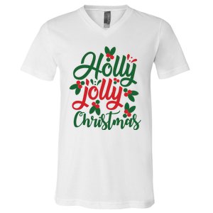 Holly Jolly Christmas Festive Gift V-Neck T-Shirt