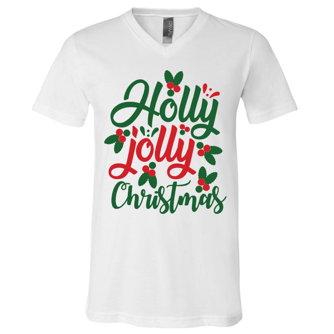 Holly Jolly Christmas Festive Gift V-Neck T-Shirt