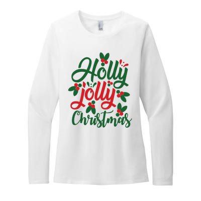 Holly Jolly Christmas Festive Gift Womens CVC Long Sleeve Shirt