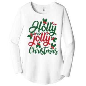 Holly Jolly Christmas Festive Gift Women's Perfect Tri Tunic Long Sleeve Shirt