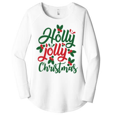 Holly Jolly Christmas Festive Gift Women's Perfect Tri Tunic Long Sleeve Shirt