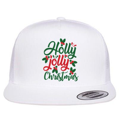 Holly Jolly Christmas Festive Gift Flat Bill Trucker Hat