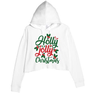 Holly Jolly Christmas Festive Gift Crop Fleece Hoodie