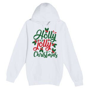 Holly Jolly Christmas Festive Gift Premium Pullover Hoodie