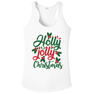 Holly Jolly Christmas Festive Gift Ladies PosiCharge Competitor Racerback Tank