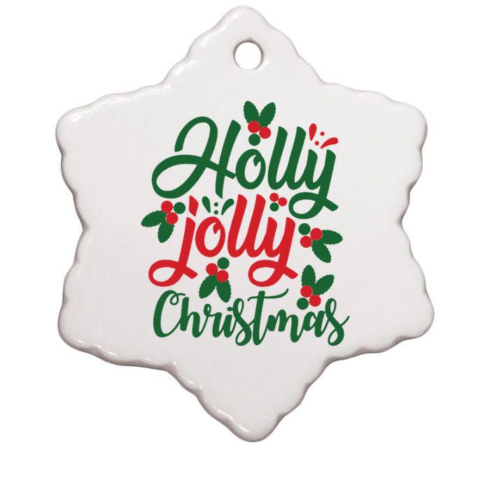 Holly Jolly Christmas Festive Gift Ceramic Star Ornament