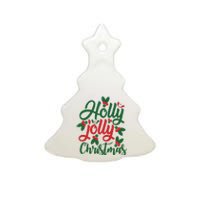 Holly Jolly Christmas Festive Gift Ceramic Tree Ornament