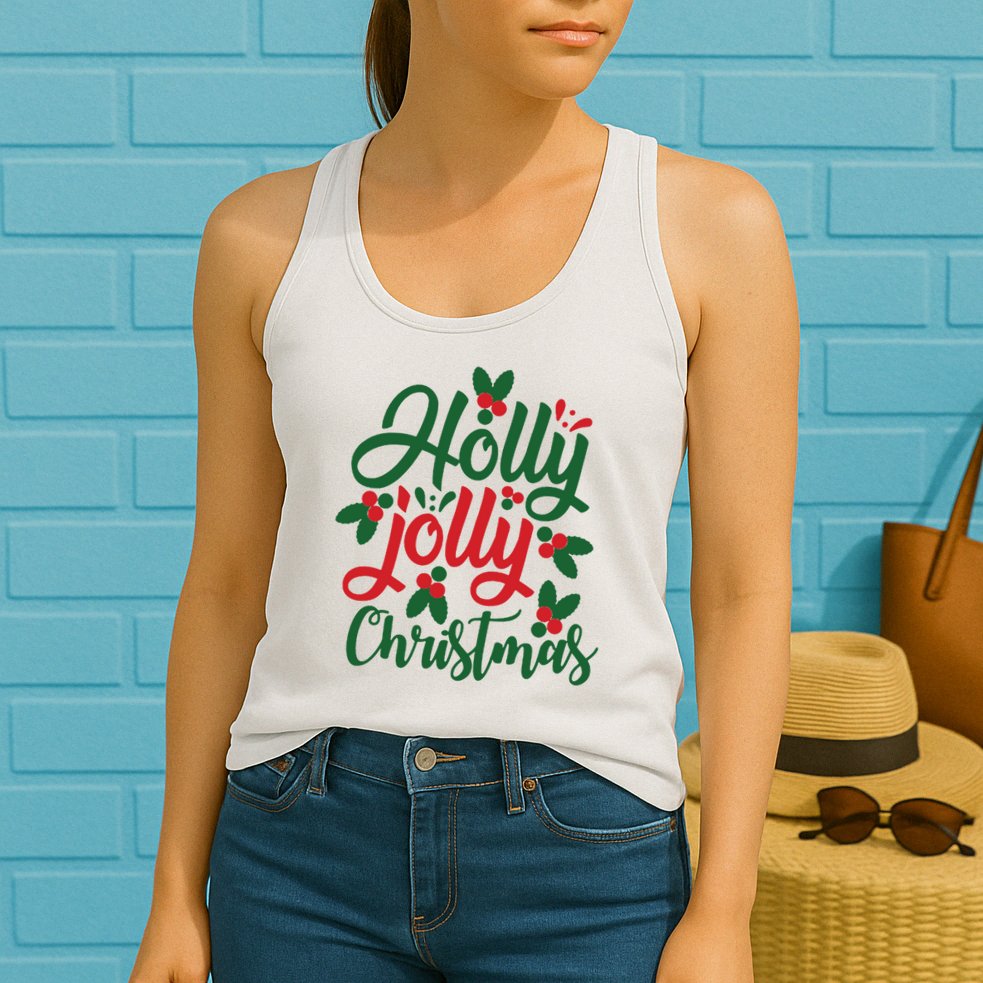 Holly Jolly Christmas Festive Gift Womens Tank Top
