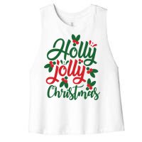 Holly Jolly Christmas Festive Gift Women's Racerback Cropped Tank