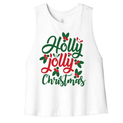 Holly Jolly Christmas Festive Gift Women's Racerback Cropped Tank