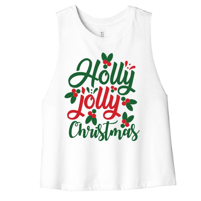 Holly Jolly Christmas Festive Gift Women's Racerback Cropped Tank