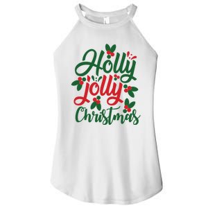 Holly Jolly Christmas Festive Gift Women's Perfect Tri Rocker Tank