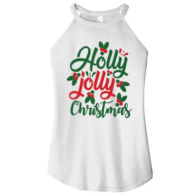 Holly Jolly Christmas Festive Gift Women's Perfect Tri Rocker Tank