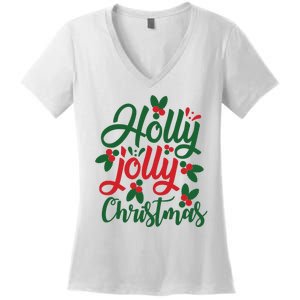 Holly Jolly Christmas Festive Gift Women's V-Neck T-Shirt