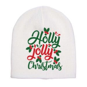 Holly Jolly Christmas Festive Gift Short Acrylic Beanie