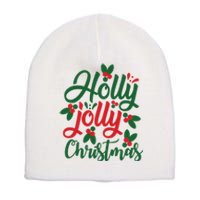 Holly Jolly Christmas Festive Gift Short Acrylic Beanie