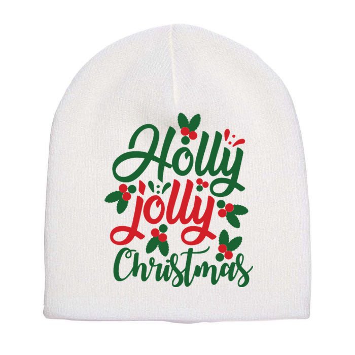 Holly Jolly Christmas Festive Gift Short Acrylic Beanie