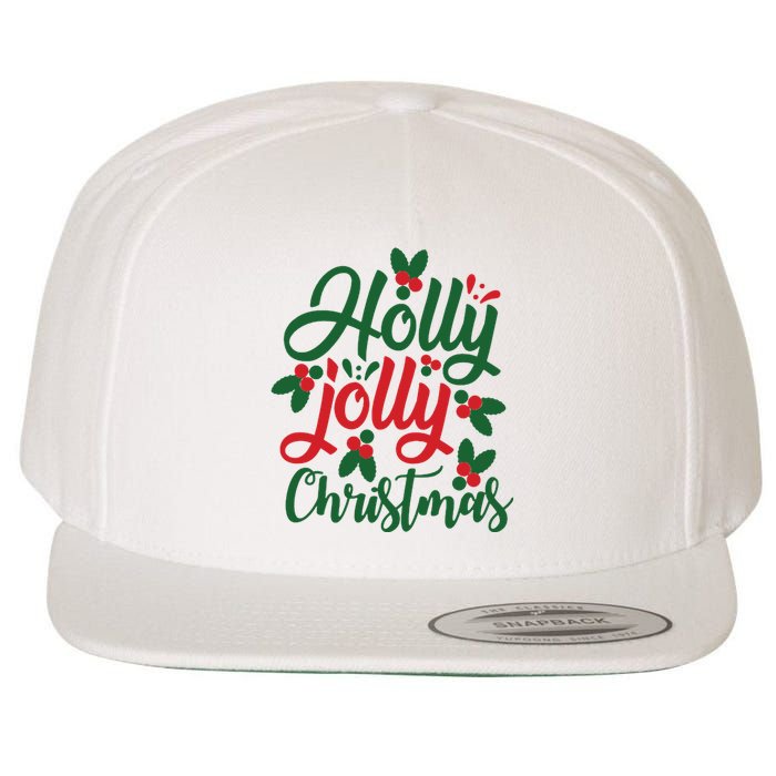 Holly Jolly Christmas Festive Gift Wool Snapback Cap