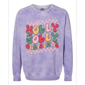 Holly Jolly Christmas Festive Graphic Colorblast Crewneck Sweatshirt