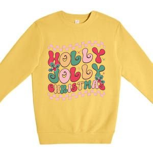 Holly Jolly Christmas Festive Graphic Premium Crewneck Sweatshirt