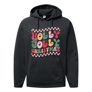 Holly Jolly Christmas Festive Graphic Performance Fleece Hoodie