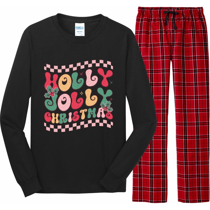 Holly Jolly Christmas Festive Graphic Long Sleeve Pajama Set