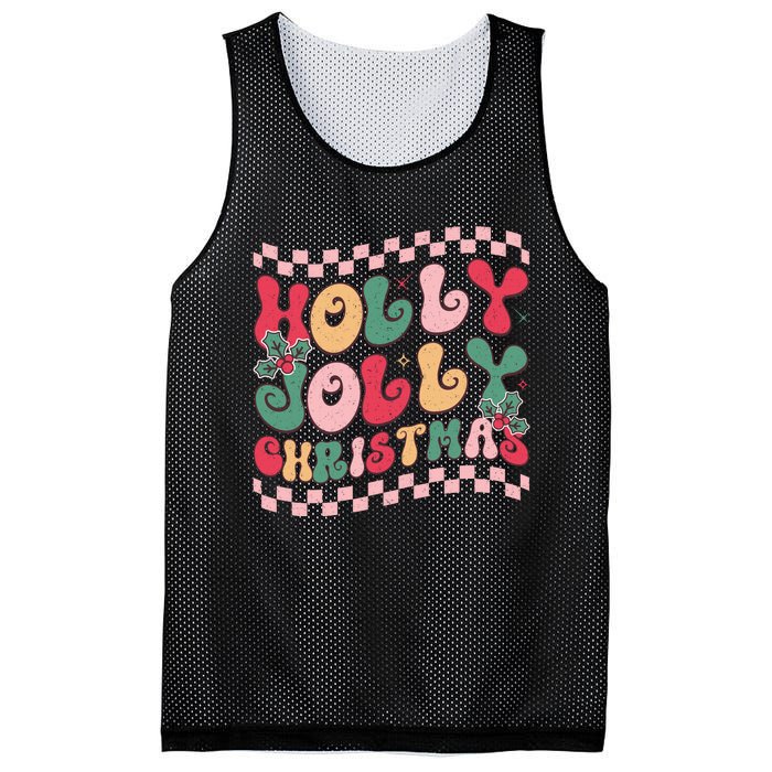 Holly Jolly Christmas Festive Graphic Mesh Reversible Basketball Jersey Tank