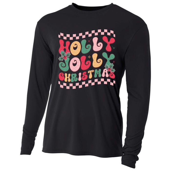 Holly Jolly Christmas Festive Graphic Cooling Performance Long Sleeve Crew