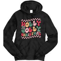 Holly Jolly Christmas Festive Graphic Tie Dye Hoodie