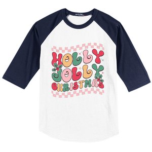 Holly Jolly Christmas Festive Graphic Baseball Sleeve Shirt