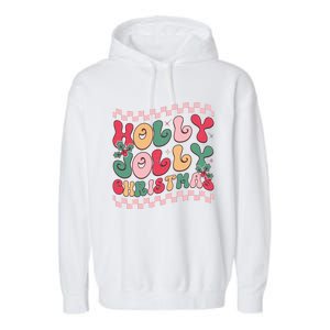 Holly Jolly Christmas Festive Graphic Garment-Dyed Fleece Hoodie