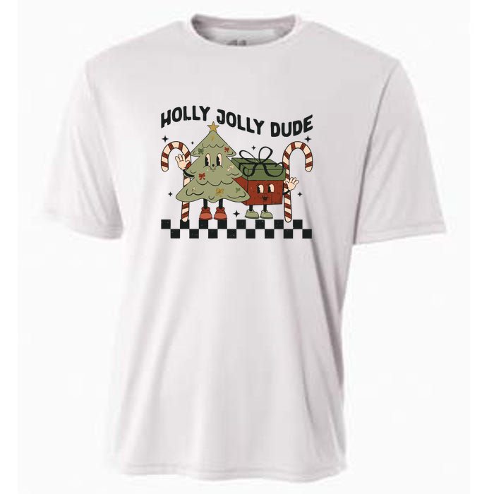 Holly Jolly Dude Christmas Dtf Transfer Ready To Press Direct To Film Cooling Performance Crew T-Shirt