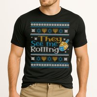 Hanukkah Jewish Dreidel They See Me Rolling Ugly Sweater Cooling Performance Crew T-Shirt